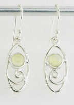 Fijne opengewerkte zilveren oorbellen met prehniet afbeelding 4