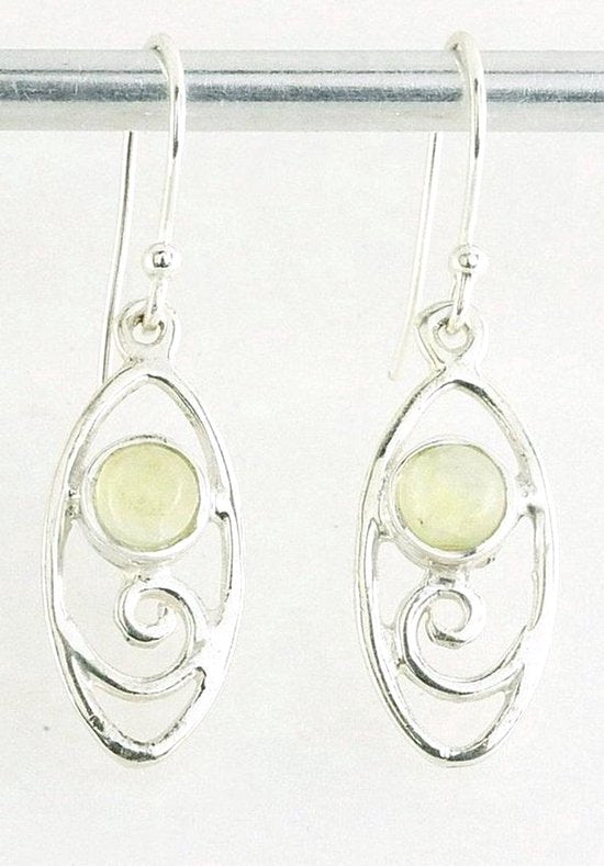 Fijne opengewerkte zilveren oorbellen met prehniet afbeelding 1