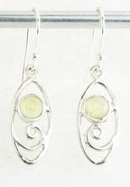 Fijne opengewerkte zilveren oorbellen met prehniet afbeelding 1