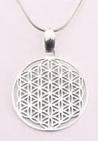 Zilveren levensbloem hanger aan ketting afbeelding 1