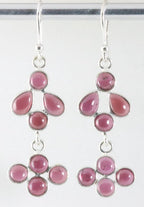 Fijne lange zilveren oorbellen met granaat afbeelding 1