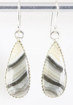Druppelvormige zilveren oorbellen met Mexicaanse laguna lace agaat afbeelding 1
