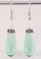 Traditionele zilveren pegeloorbellen met groene obsidiaan afbeelding 1