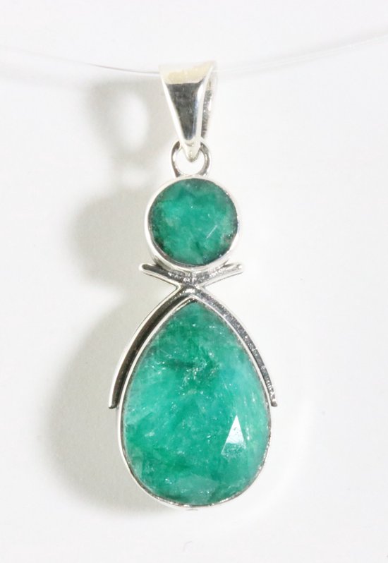 Zilveren hanger met smaragd afbeelding 1