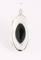 Hoogglans zilveren medaillon met onyx afbeelding 1