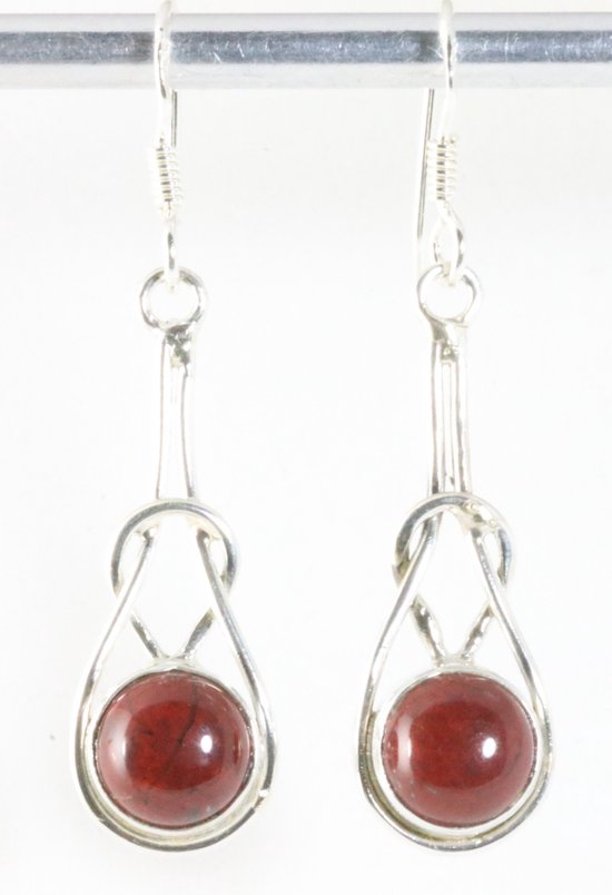 Zilveren oorbellen met rode jaspis afbeelding 1