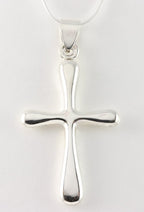 Lange hoogglans zilveren kruishanger aan ketting afbeelding 1