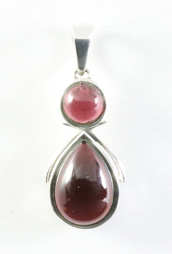 Zilveren hanger met granaat afbeelding 1