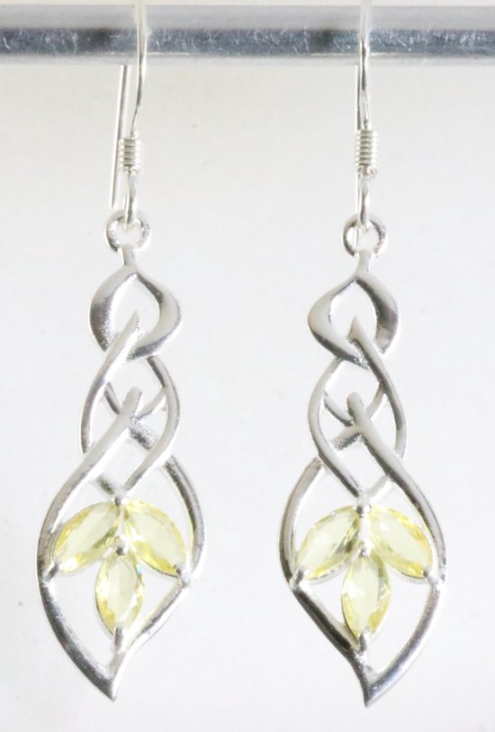 Opengewerkte zilveren oorbellen met citrien afbeelding 1