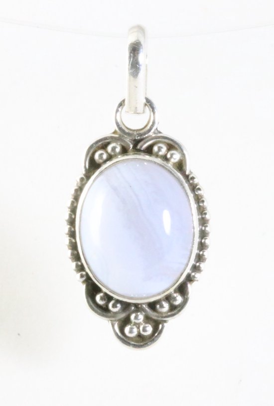 Fijne bewerkte zilveren hanger met blauwe lace agaat afbeelding 1