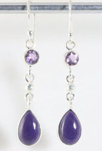 Lange zilveren oorbellen met paarse fosfosideriet en amethist afbeelding 1
