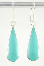 Druppelvormige zilveren oorbellen met groene turkoois afbeelding 1