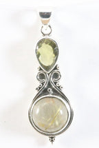 Bewerkte zilveren hanger met gouden rutielkwarts en citrien afbeelding 1
