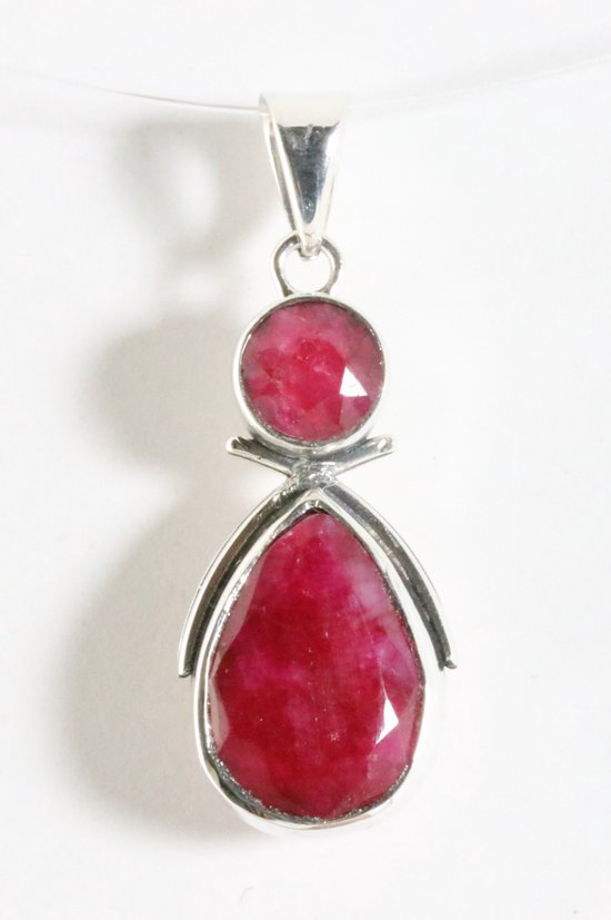 Zilveren hanger met robijn afbeelding 1