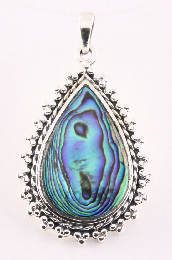 Bewerkte zilveren hanger met abalone schelp afbeelding 1