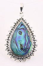 Bewerkte zilveren hanger met abalone schelp afbeelding 1