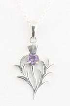 Zilveren hanger met amethist aan ketting afbeelding 1