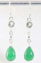 Lange zilveren oorbellen met jade en groene amethist afbeelding 1