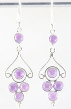 Lange opengewerkte zilveren oorbellen met amethist afbeelding 1