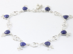 61276 Zilveren enkelband met lapis lazuli en fijne parels