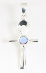 43235 Fijne zilveren ankh hanger met Australische opaal