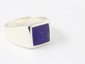 21230-19.5 Zilveren zegelring met lapis lazuli - maat 19.5