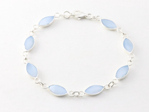 32332 Hoogglans zilveren armband met blauwe schelp