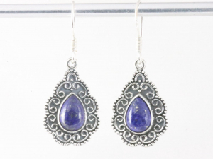 55066 Bewerkte zilveren oorbellen met lapis lazuli