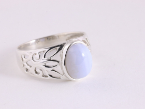 22520 Opengewerkte zilveren ring met blauwe lace agaat