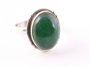 23328 Ovale zilveren ring met jade