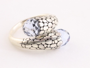 23376 Bewerkte zilveren ring met aquamarijn