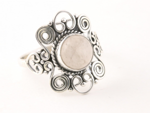 23675 Opengewerkte zilveren ring met rozenkwarts