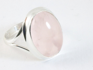 25523 Hoogglans zilveren ring met rozenkwarts