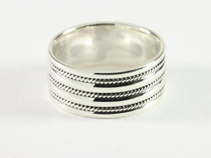 21373 Zilveren ring met 3 kabelpatronen