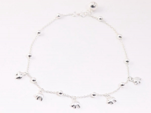 61197 Fijne zilveren enkelband met olifanten