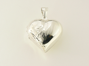 40304 Bewerkt hartvormig zilveren medaillon voor twee foto's