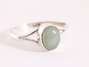 23942 Fijne zilveren ring met groene aventurijn