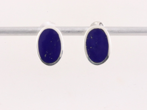 52630 Ovale zilveren oorstekers met lapis lazuli