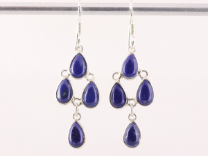 54175 Lange fijne zilveren oorbellen met lapis lazuli