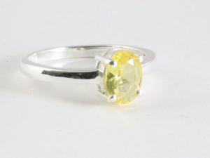 24443 Fijne hoogglans zilveren ring met citrien