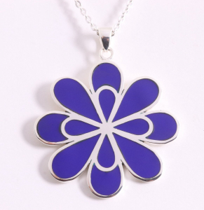 42263+HK Grote zilveren hanger met lapis lazuli aan ketting