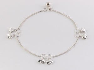 61111 Fijne zilveren enkelband met olifantjes