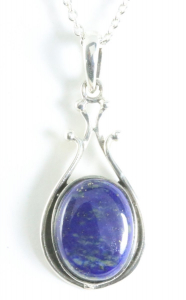 43291+HK Zilveren hanger met lapis lazuli aan ketting