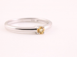 23121 Fijne hoogglans zilveren ring met citrien