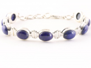 32243 Zware zilveren armband met lapis lazuli