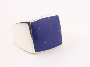 23727 Hoogglans zilveren ring met lapis lazuli