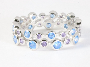 25463 Zware zilveren ring met aquamarijn en amethist