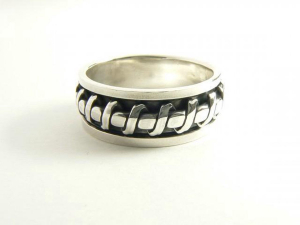 21234 Zilveren ring met fantasiekabel