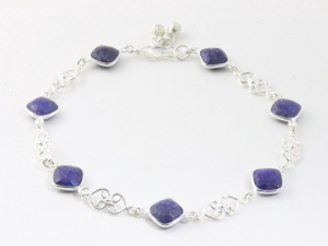 61290 Zilveren enkelband met blauwe saffier