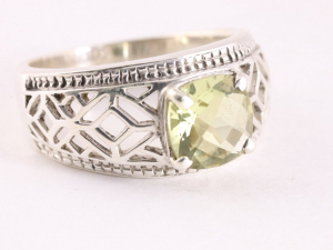 24216 Opengewerkte zilveren ring met lemonkwarts